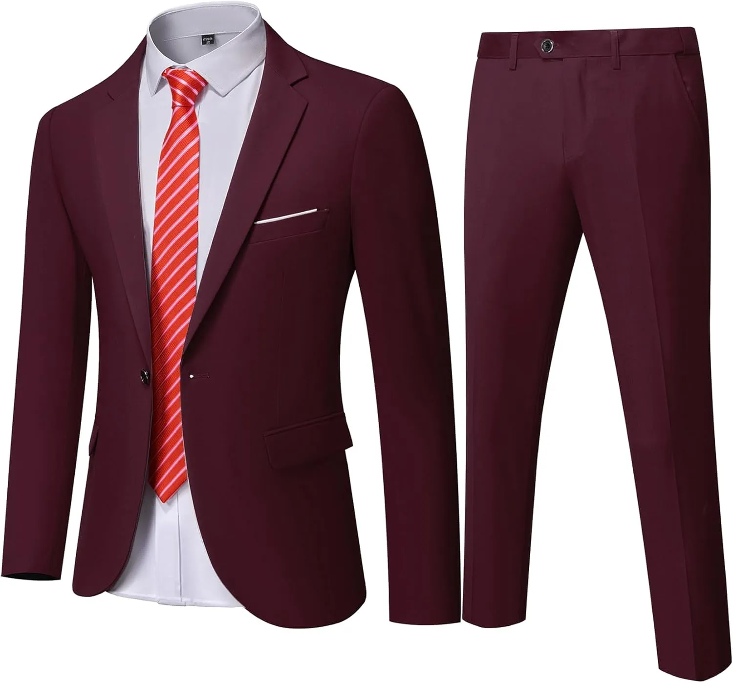 Men's 2 Pieces Slim Fit Suit Set, One Button Solid Jacket Pants for Party, Business, Wedding, Homecoming