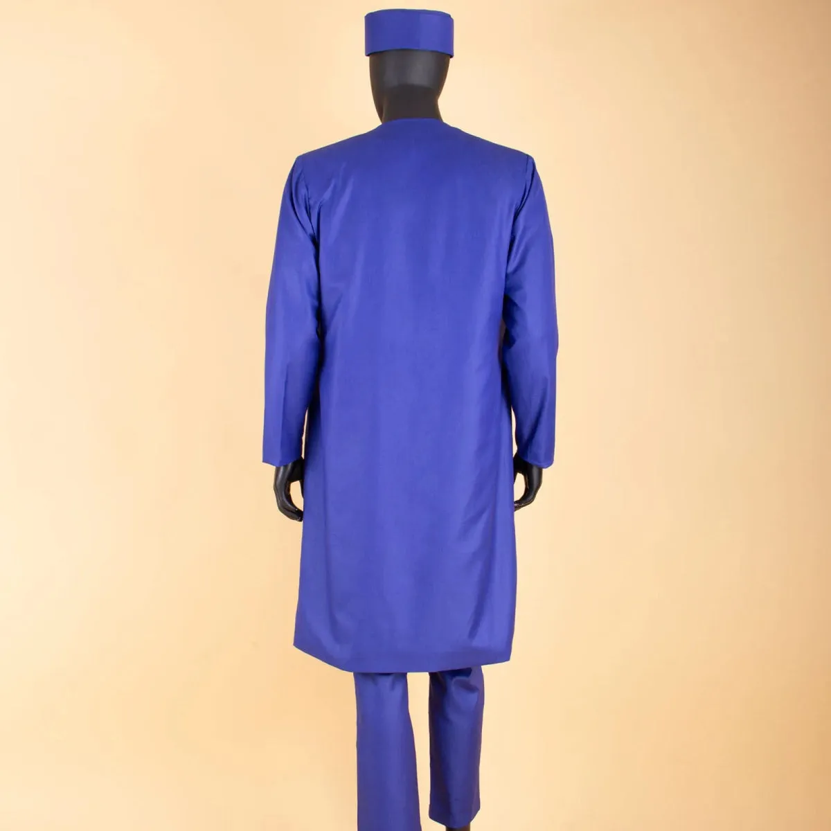 Men's African Agbada Robe 4PC  Set – Embroidered Dashiki Shirt, Pants, Hat & Chain for Weddings and Evening