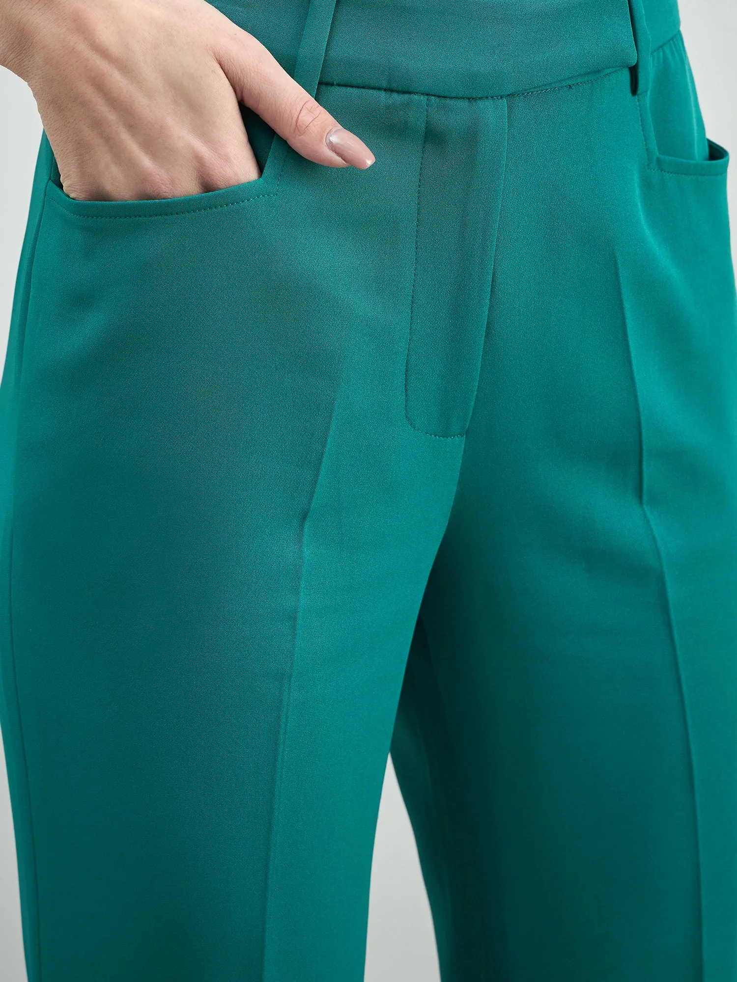 Mid Waist Slim Fit & Flared Stretchable Trouser