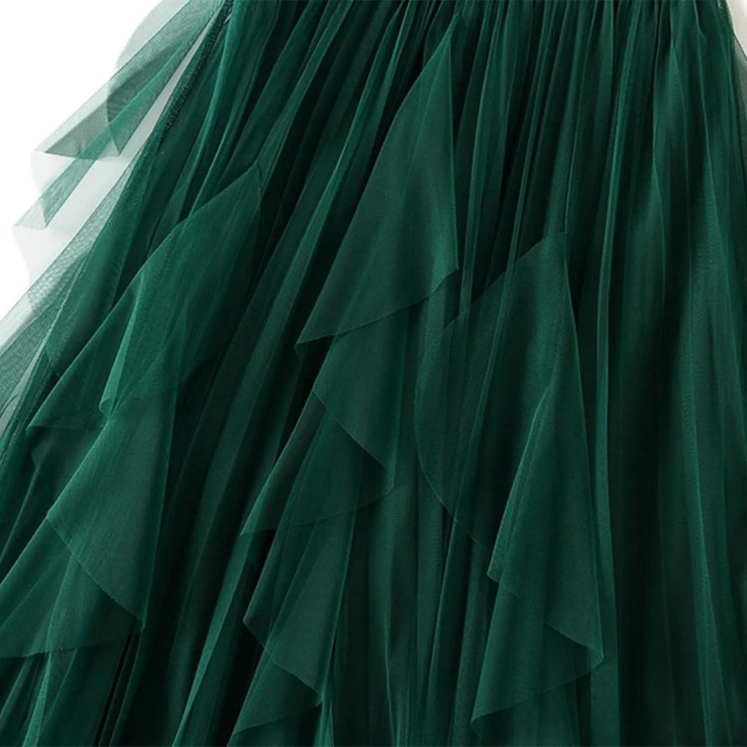 Midi Skirts for Women High Waisted Flounce Hem Sheer Mesh Overlay A-Line Flowy Skirt Tiered Ruffle Spring 2025