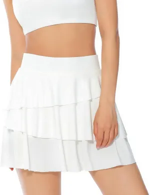 Midi Skirts for Women Summer Running Sports High Elastic Waist A-Line Pleated Athletic Yoga Tennis Skirts with Shorts