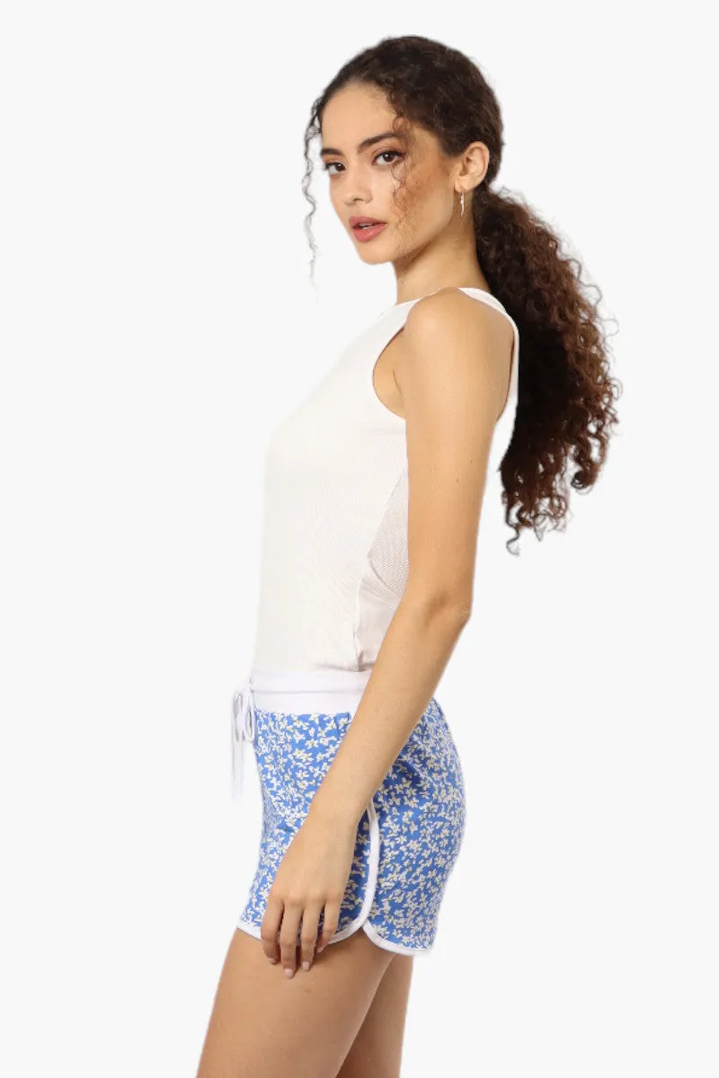 Mikk Floral Tie Waist Dolphin Shorts - Blue