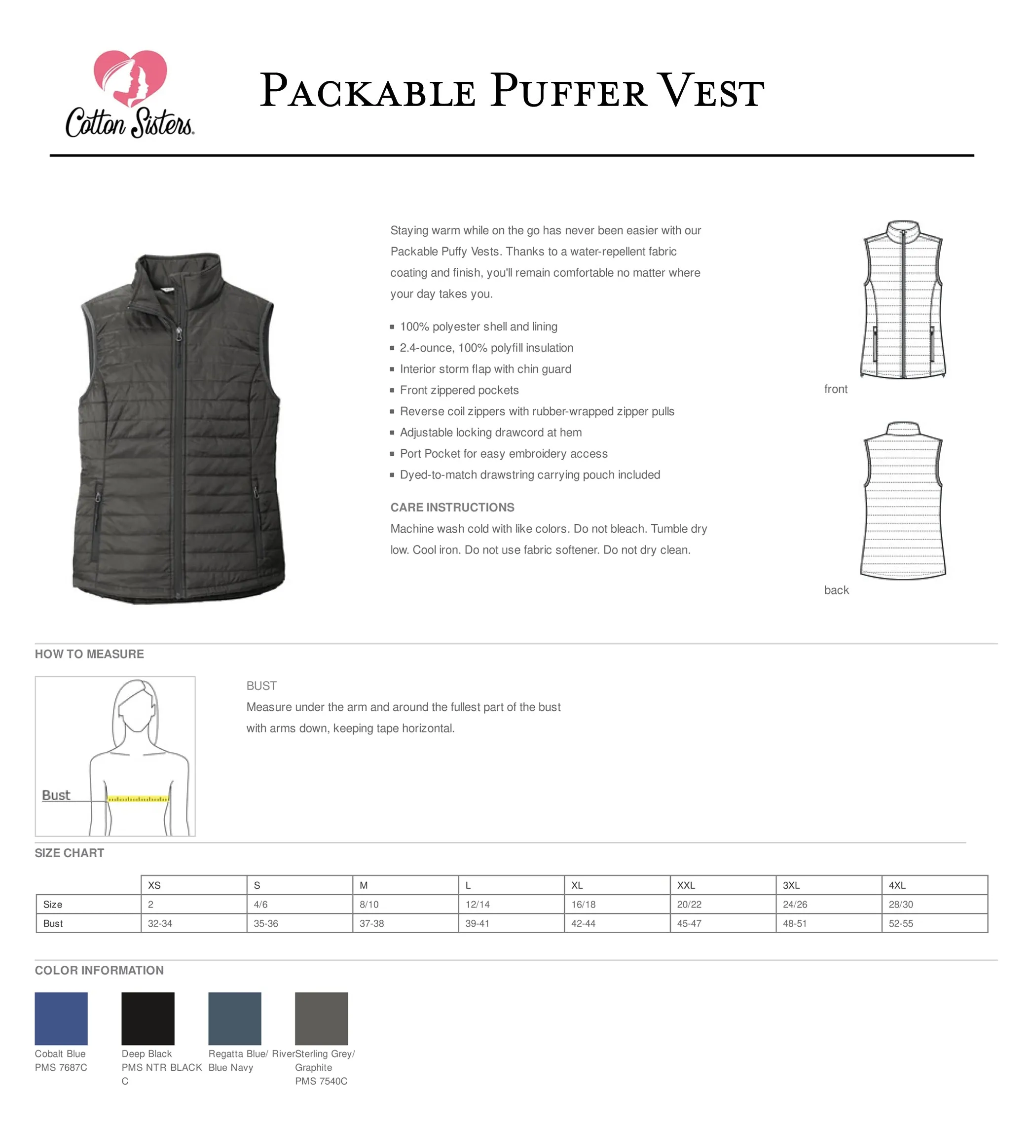 National Charity League Puffer Vest - NCL Puffy Vest Navy