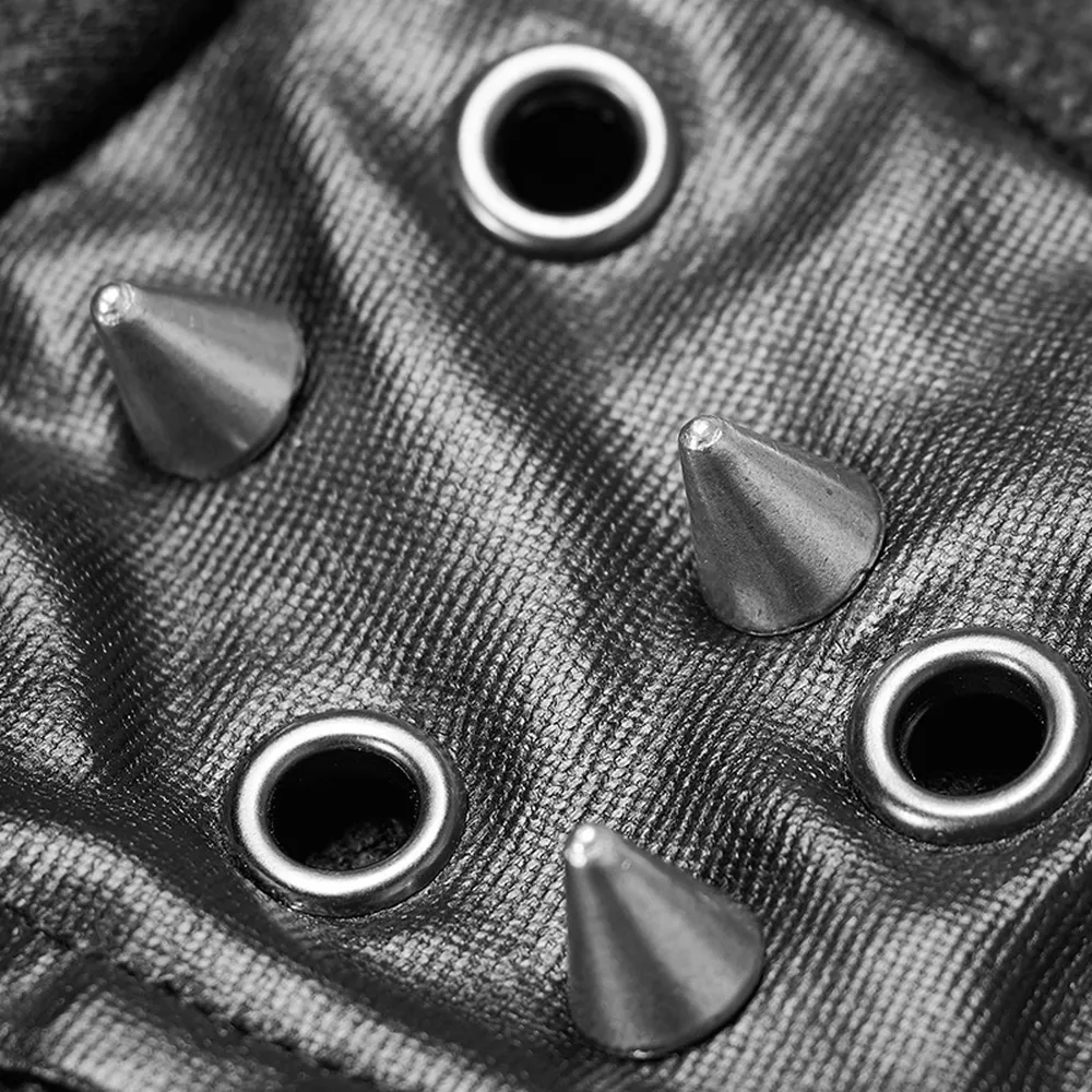 One Shoulder Faux Leather Punk Jacket with Buckles