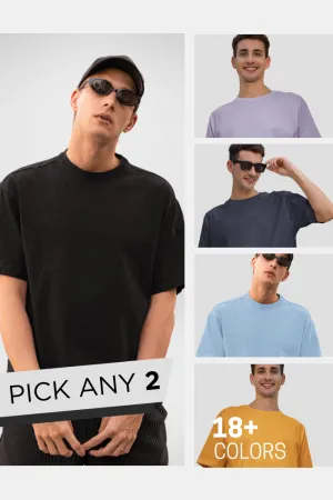Pick Any 2 Plain Oversized T Shirt Combo for Men