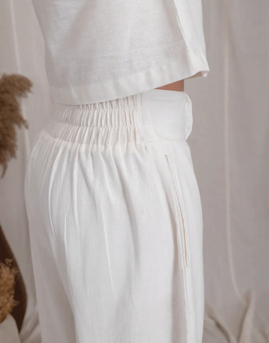 Powder White Cotton Palazzo