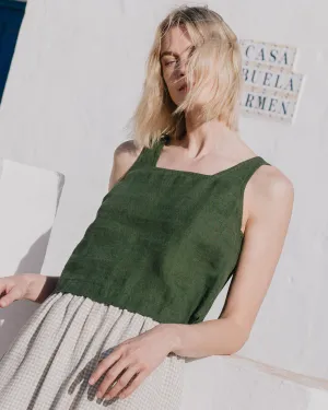 R: PERCE cropped linen top (Size: M; Color: Admiral Blue)