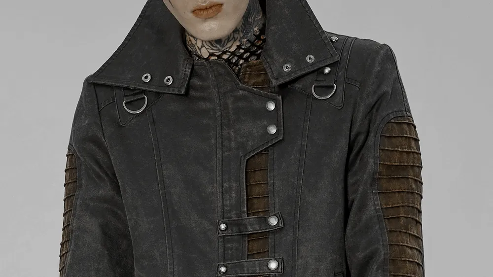 Rugged Distressed Leather-Look Urban Jacket