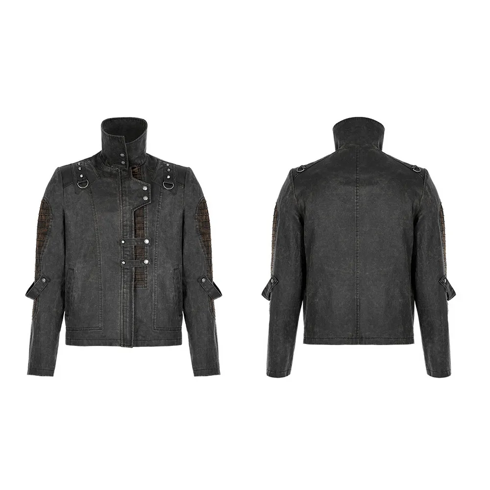 Rugged Distressed Leather-Look Urban Jacket
