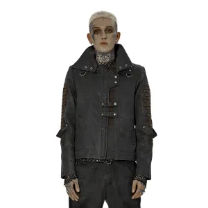 Rugged Distressed Leather-Look Urban Jacket