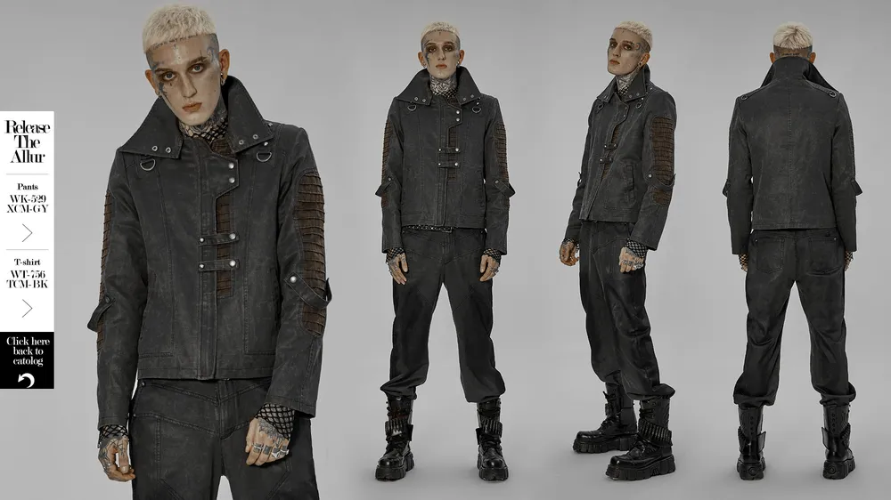 Rugged Distressed Leather-Look Urban Jacket