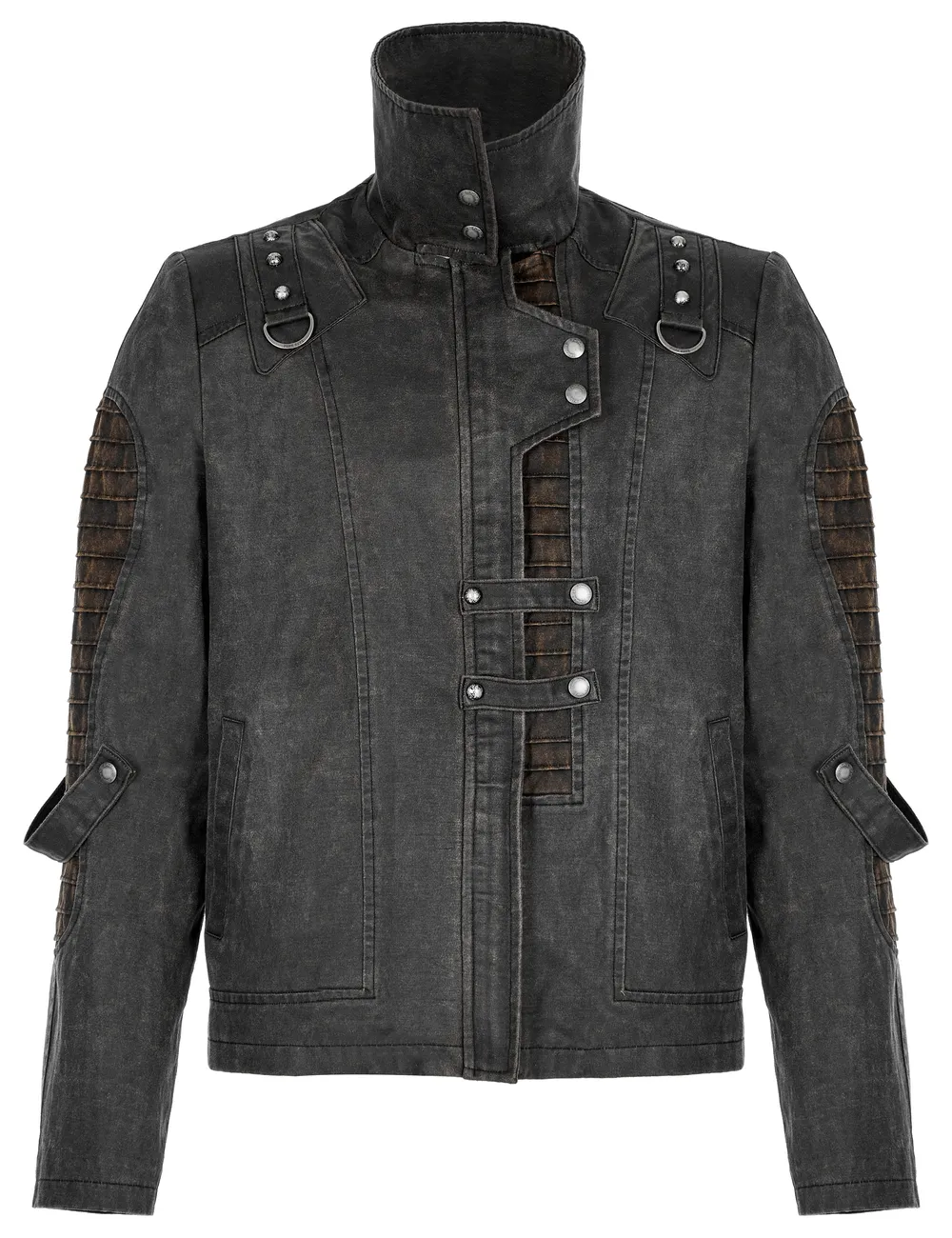 Rugged Distressed Leather-Look Urban Jacket