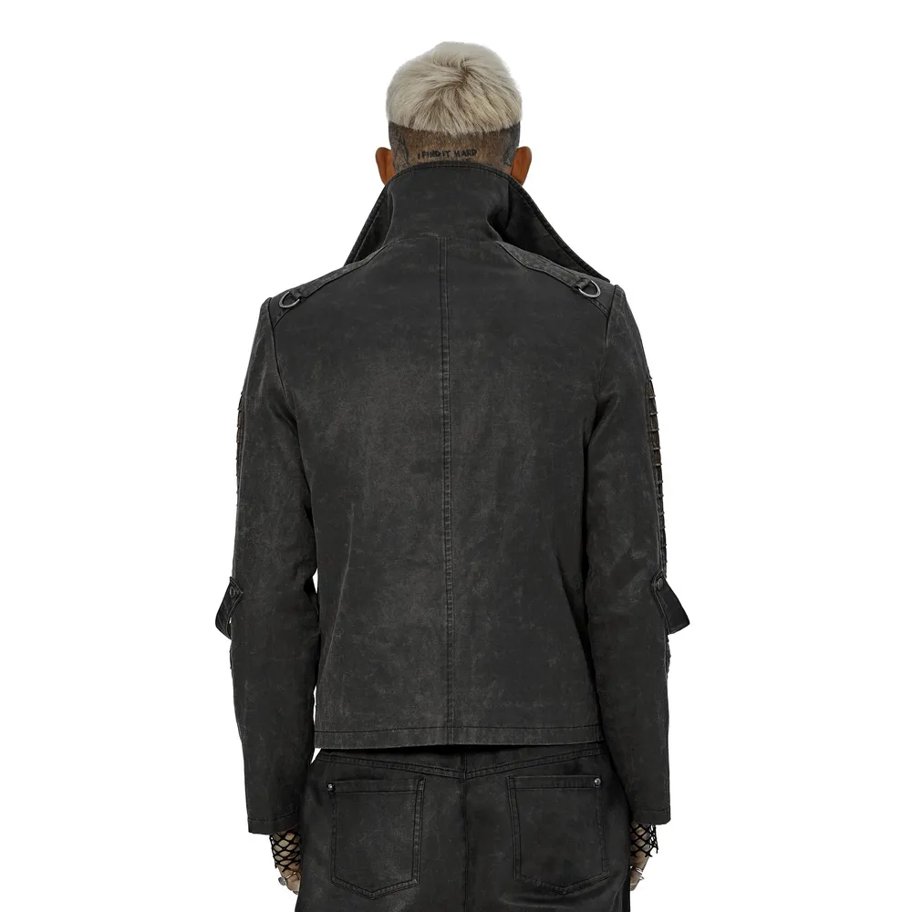 Rugged Distressed Leather-Look Urban Jacket