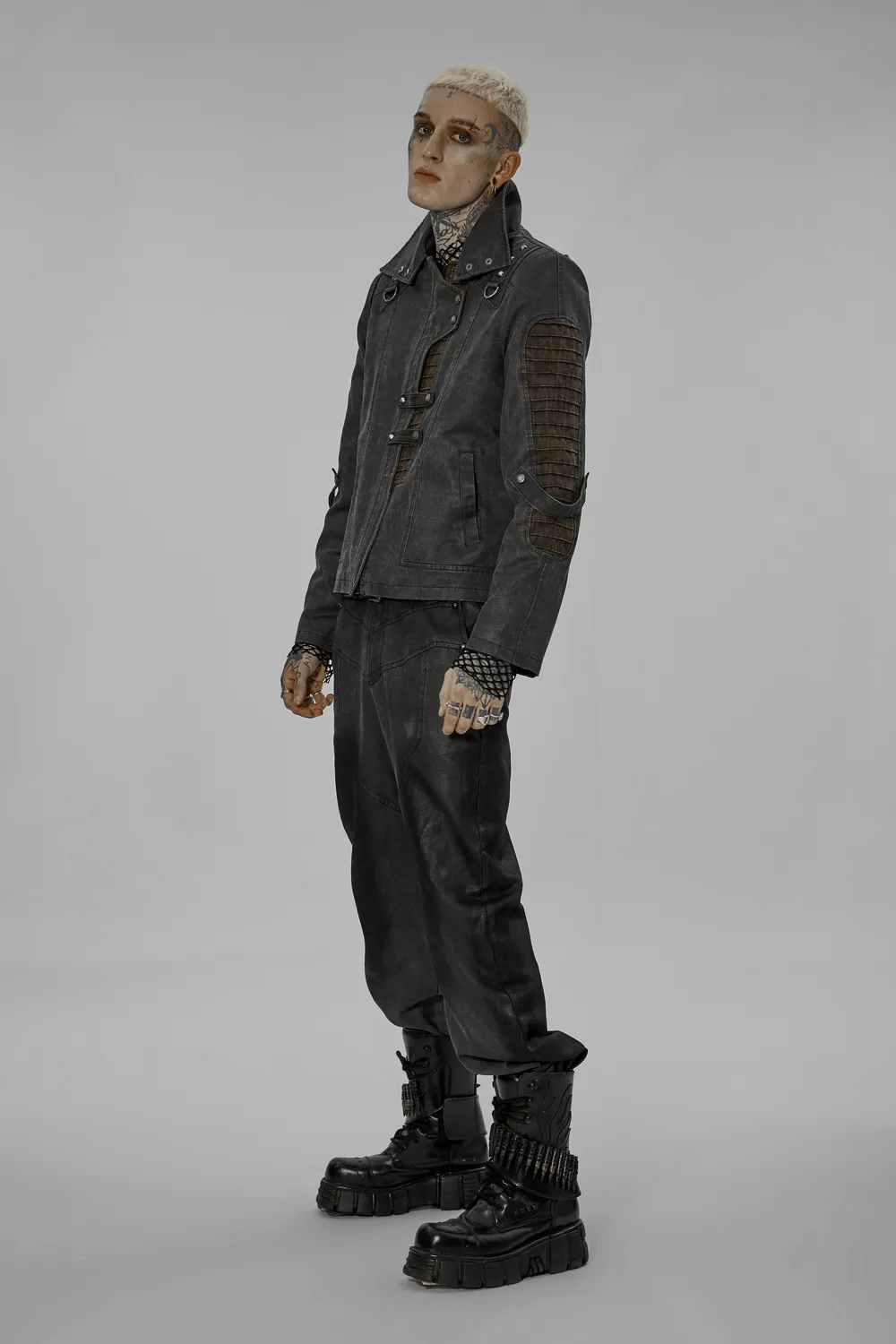 Rugged Distressed Leather-Look Urban Jacket