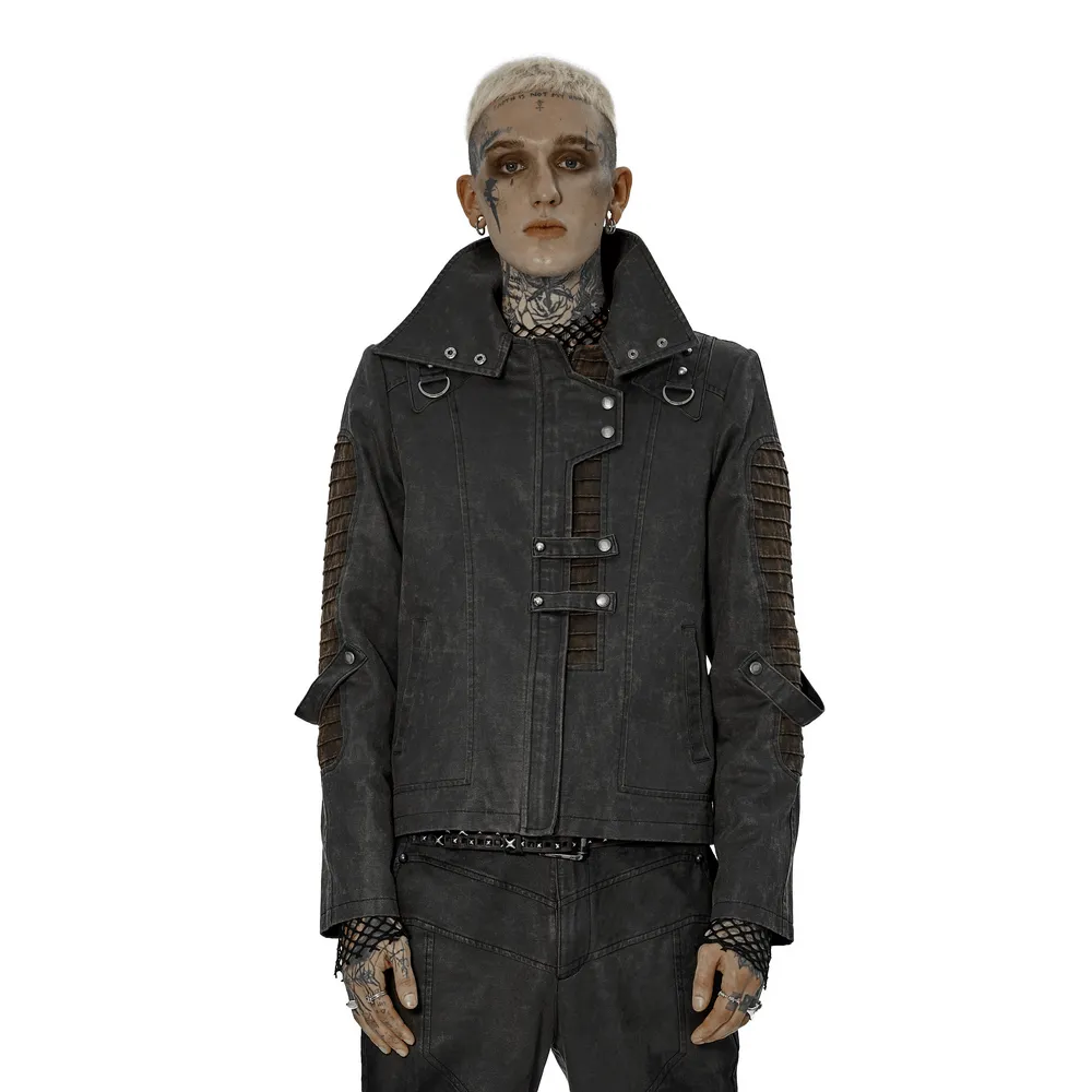 Rugged Distressed Leather-Look Urban Jacket