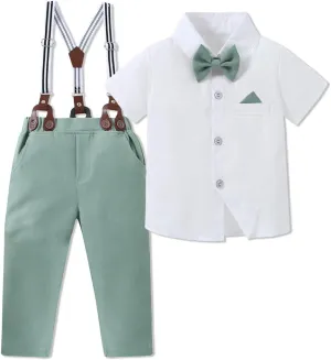 SANGTREE Boys' Long Sleeved Two-piece Set With Suspenders Suitable For All Seasons, 3 Months - 14 Years