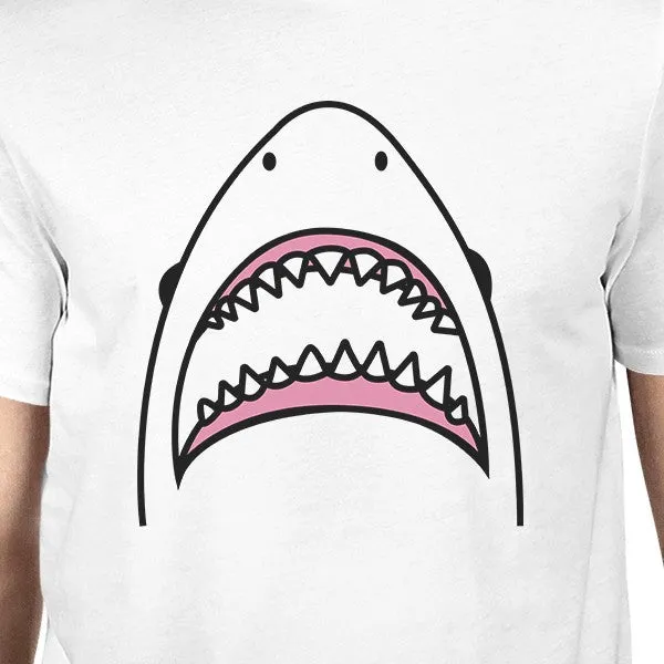 Shark Mens White Graphic T-Shirt Lightweight Summer Cotton Tee