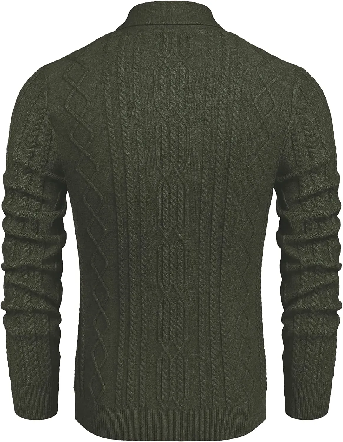 Shawl Collar Army Green Pullover Cable Knitted Sweaters