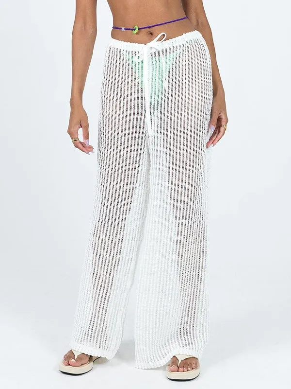 Sheer Knit Wide Leg Pants
