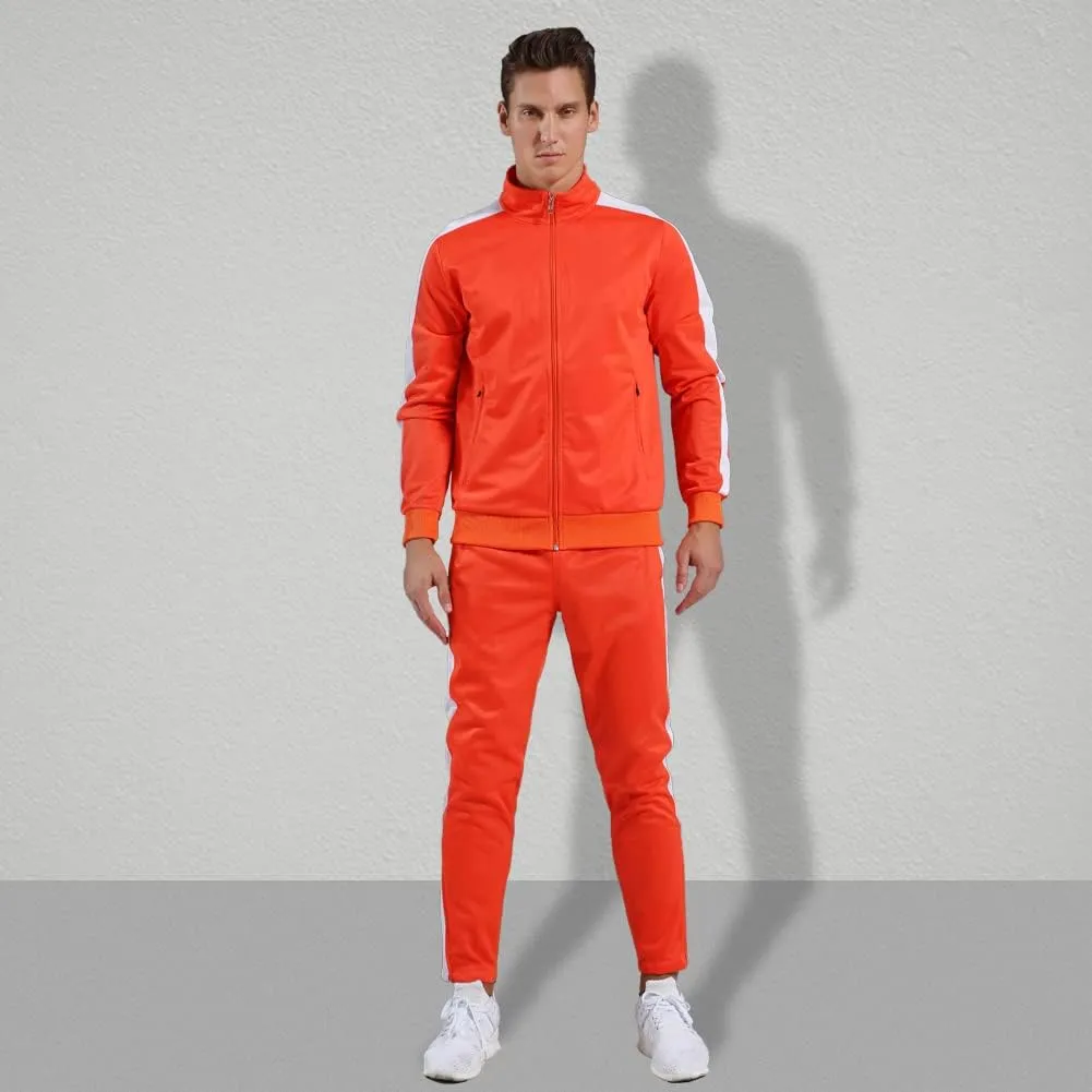 Shinestone Mens Tracksuit Set Sports Gym Training Suits Sportswear Sets with Full Zipper for Men