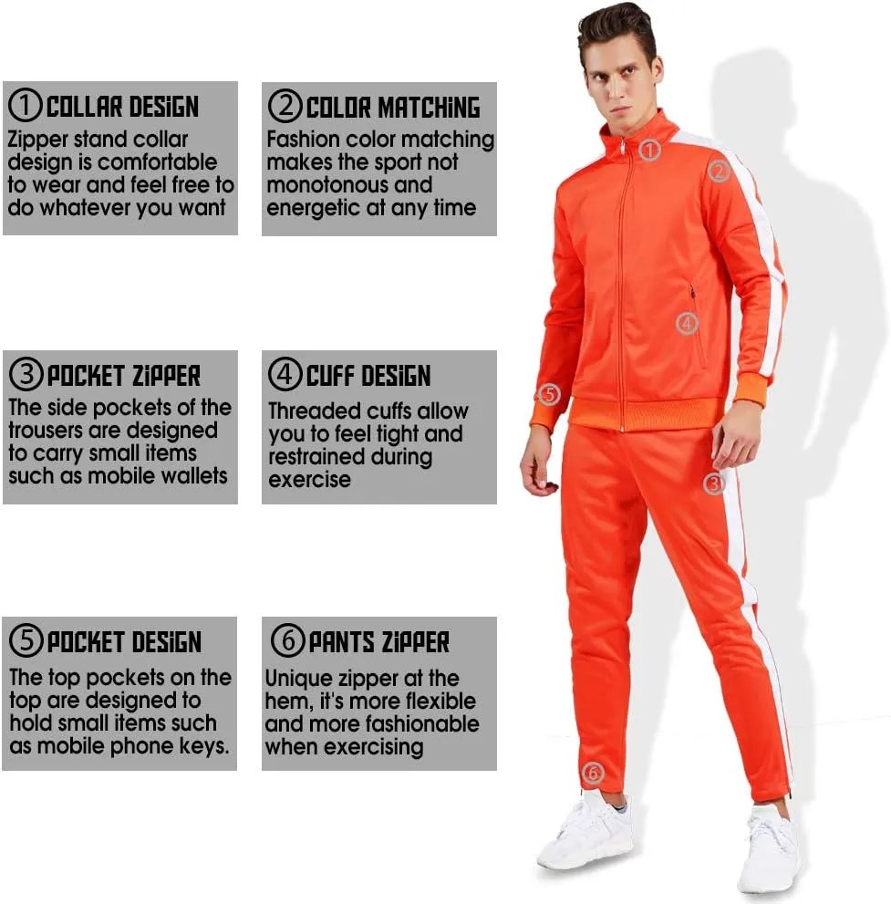 Shinestone Mens Tracksuit Set Sports Gym Training Suits Sportswear Sets with Full Zipper for Men