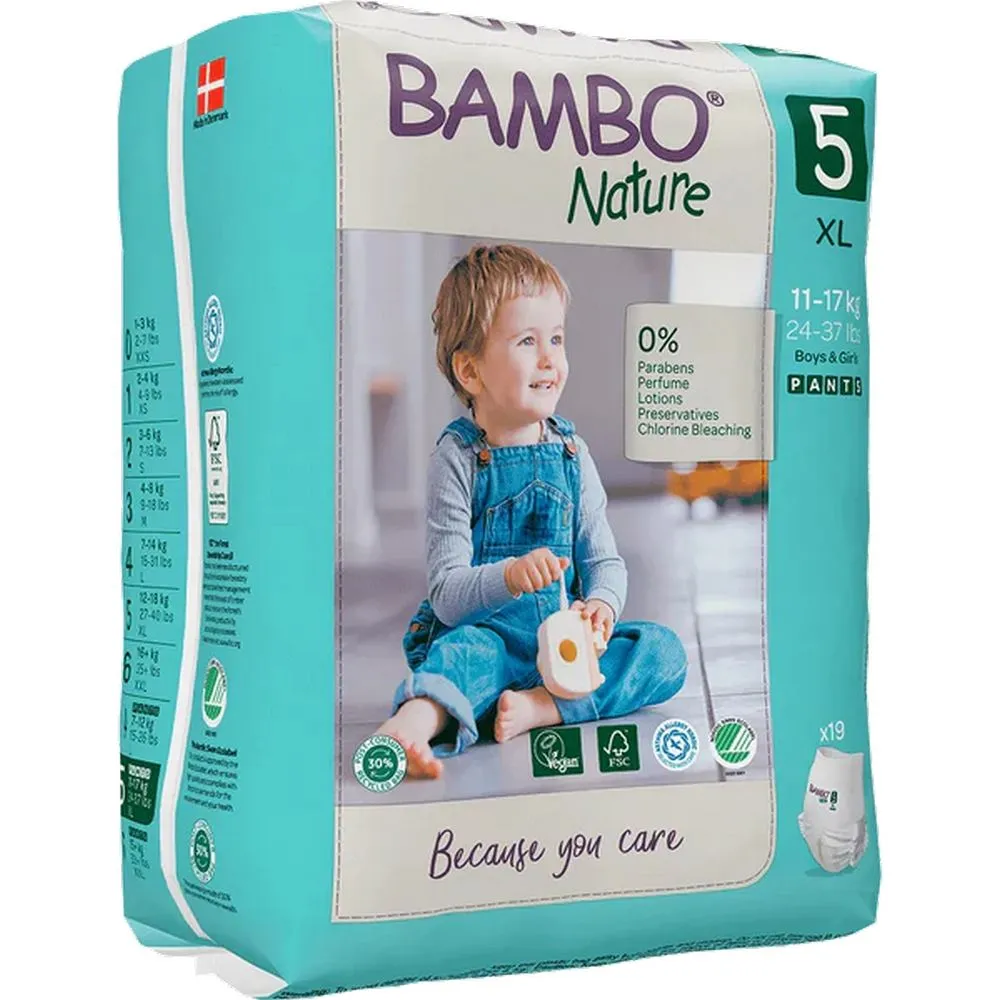 Size 5 Bambo Nature Pant Style Diapers - 19 Pants (11-17 kg)