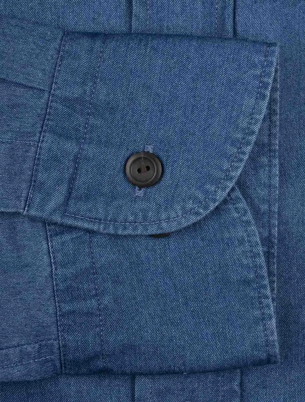 Slim Fit Lightweight Denim Shirt Navy