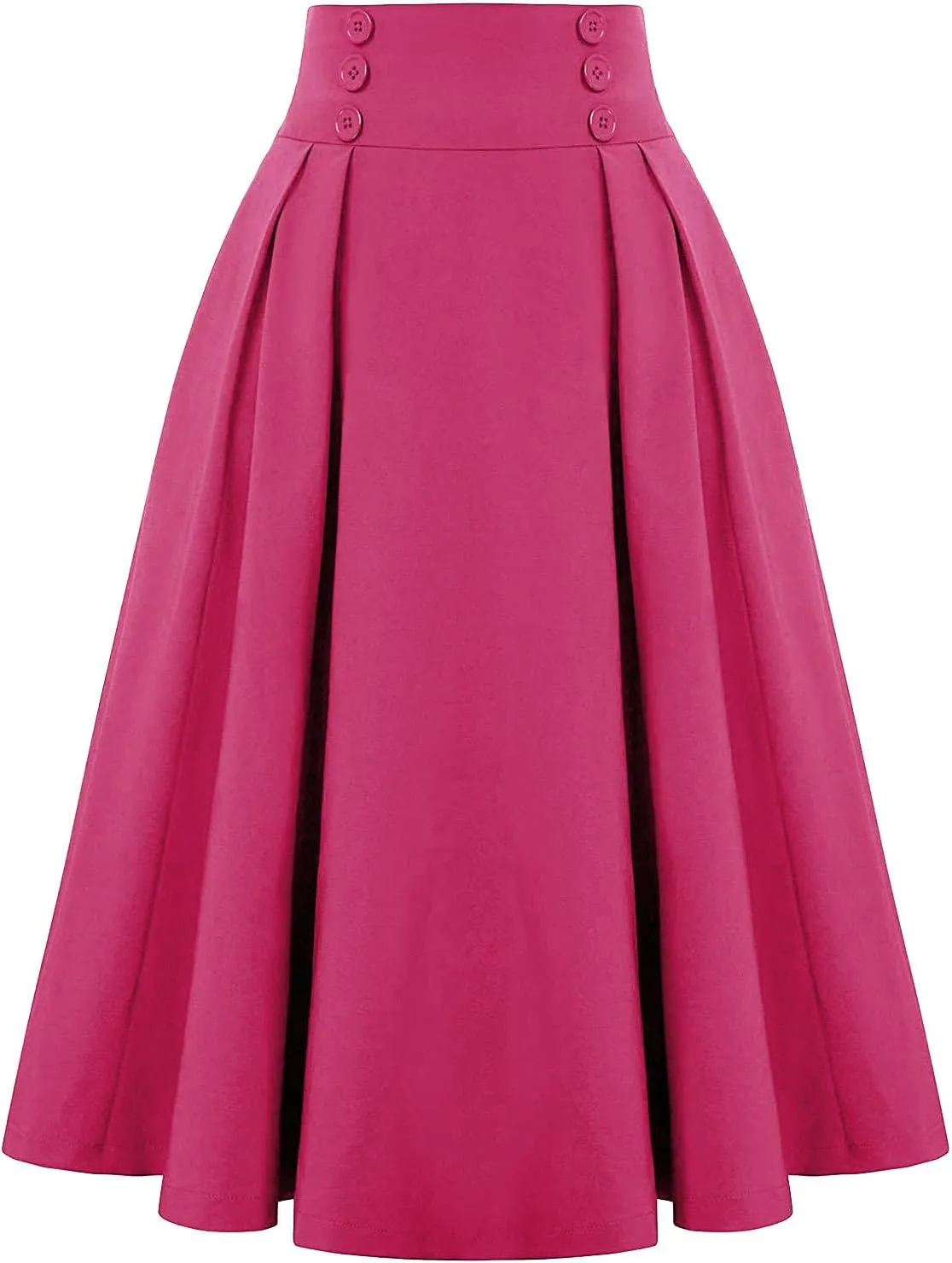 Solid Color Skirts for Women High Waisted Bohemian Midi Length Casual Skirt with Elastic Waist and Tiered Design