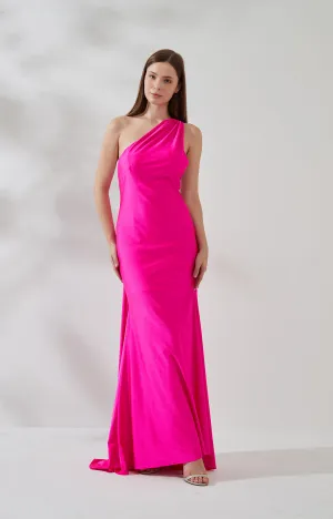 Stretchy One-shoulder Backless Evening Dress with Tie Strap