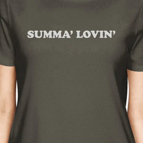 Summa' Lovin' Womens Dark Grey Lightweight Cotton Tee Shirt Gifts