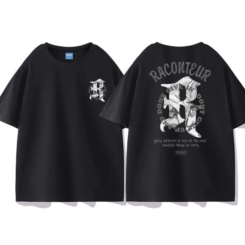 T-shirt women's black short-sleeved top trendy
