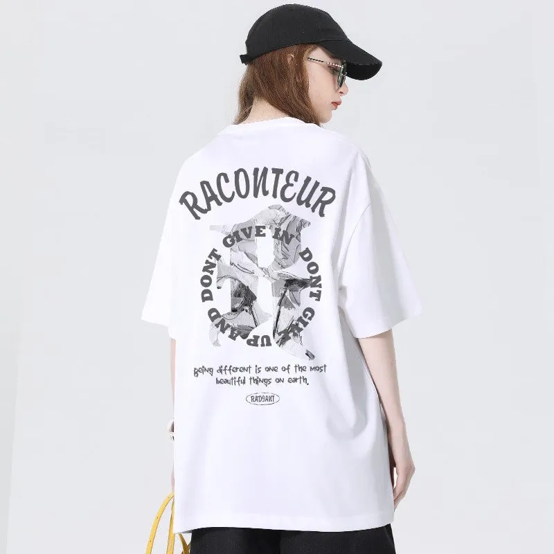 T-shirt women's black short-sleeved top trendy