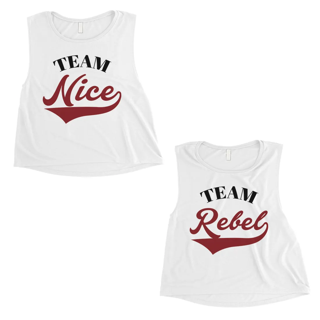 Team Nice Team Rebel BFF Matching Crop Top Womens Christmas Gift