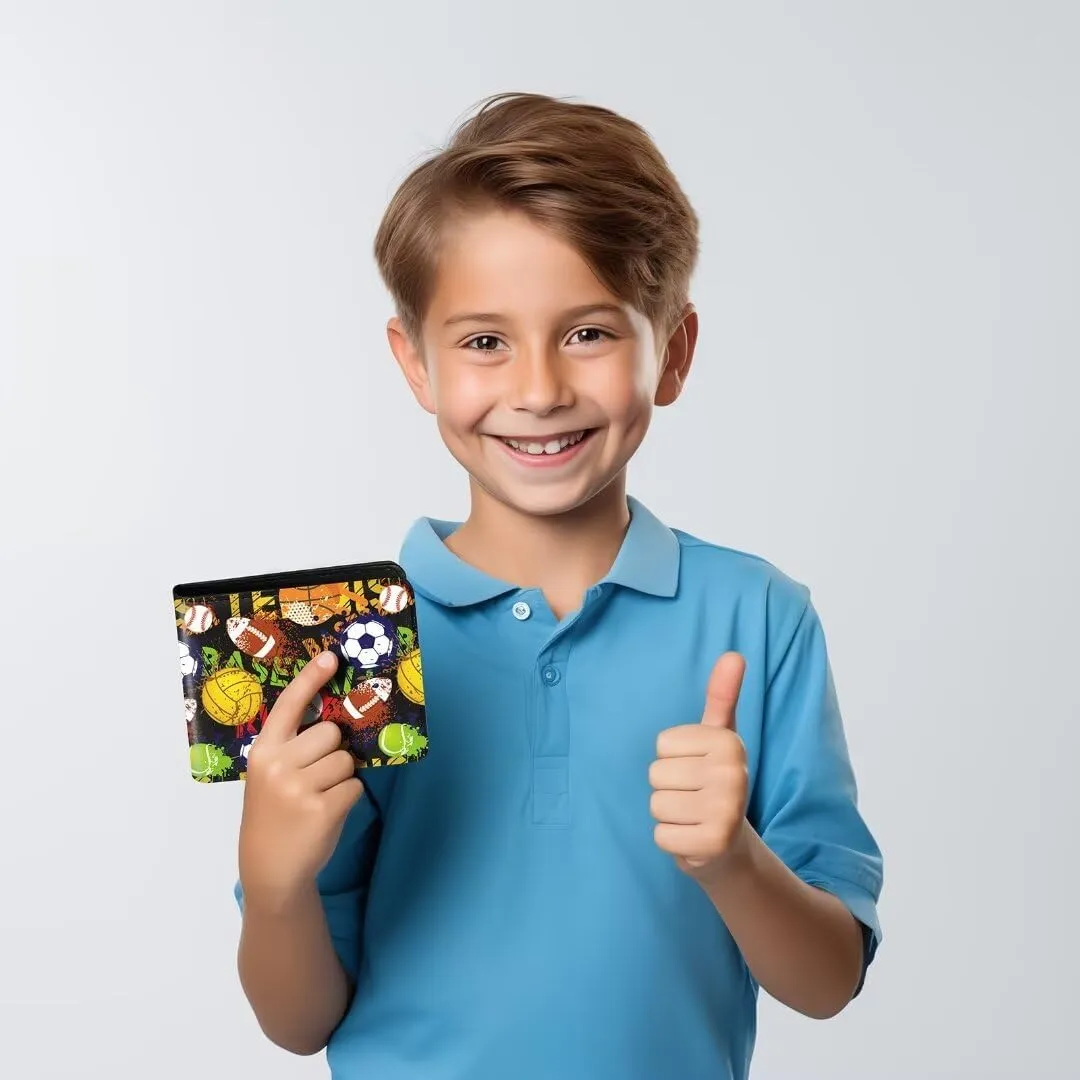 Teen Boys Wallet, Cool Wallets for Kids Son 9-12/8-10/8-12 with Card, Funny Leather Bifold Rfid Blocking Purse Coin Pocket Id Window for Men Boy Male Youth Guys