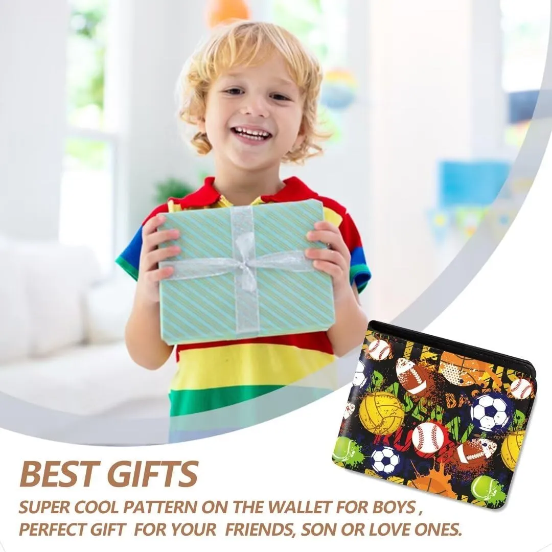 Teen Boys Wallet, Cool Wallets for Kids Son 9-12/8-10/8-12 with Card, Funny Leather Bifold Rfid Blocking Purse Coin Pocket Id Window for Men Boy Male Youth Guys