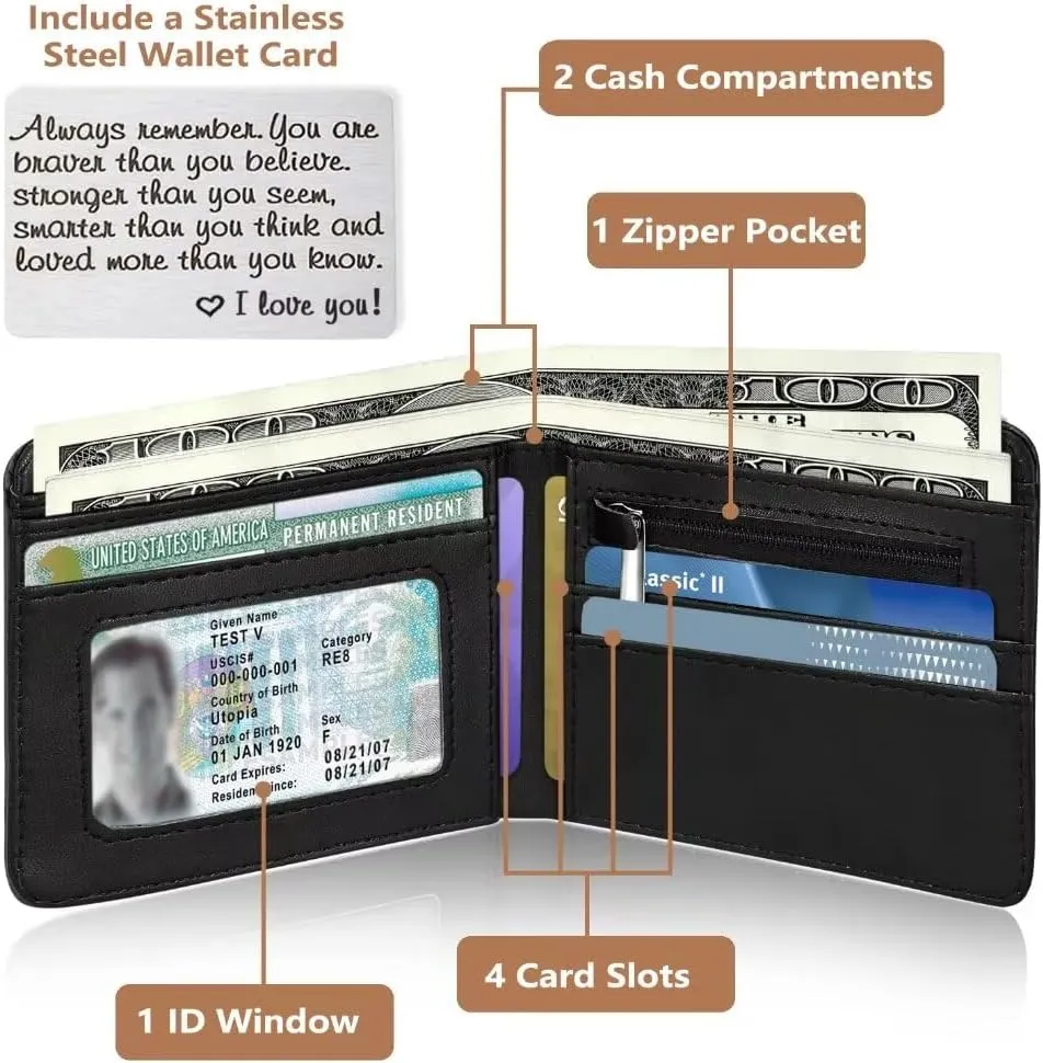 Teen Boys Wallet, Cool Wallets for Kids Son 9-12/8-10/8-12 with Card, Funny Leather Bifold Rfid Blocking Purse Coin Pocket Id Window for Men Boy Male Youth Guys