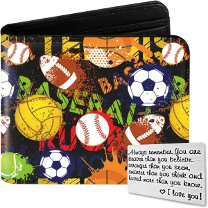 Teen Boys Wallet, Cool Wallets for Kids Son 9-12/8-10/8-12 with Card, Funny Leather Bifold Rfid Blocking Purse Coin Pocket Id Window for Men Boy Male Youth Guys