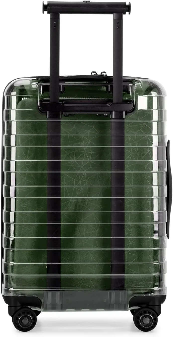 Traveler's Choice Transparent Hardside Spinner Luggage, Green, Carry-On 22-Inch