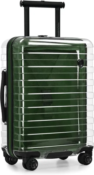 Traveler's Choice Transparent Hardside Spinner Luggage, Green, Carry-On 22-Inch