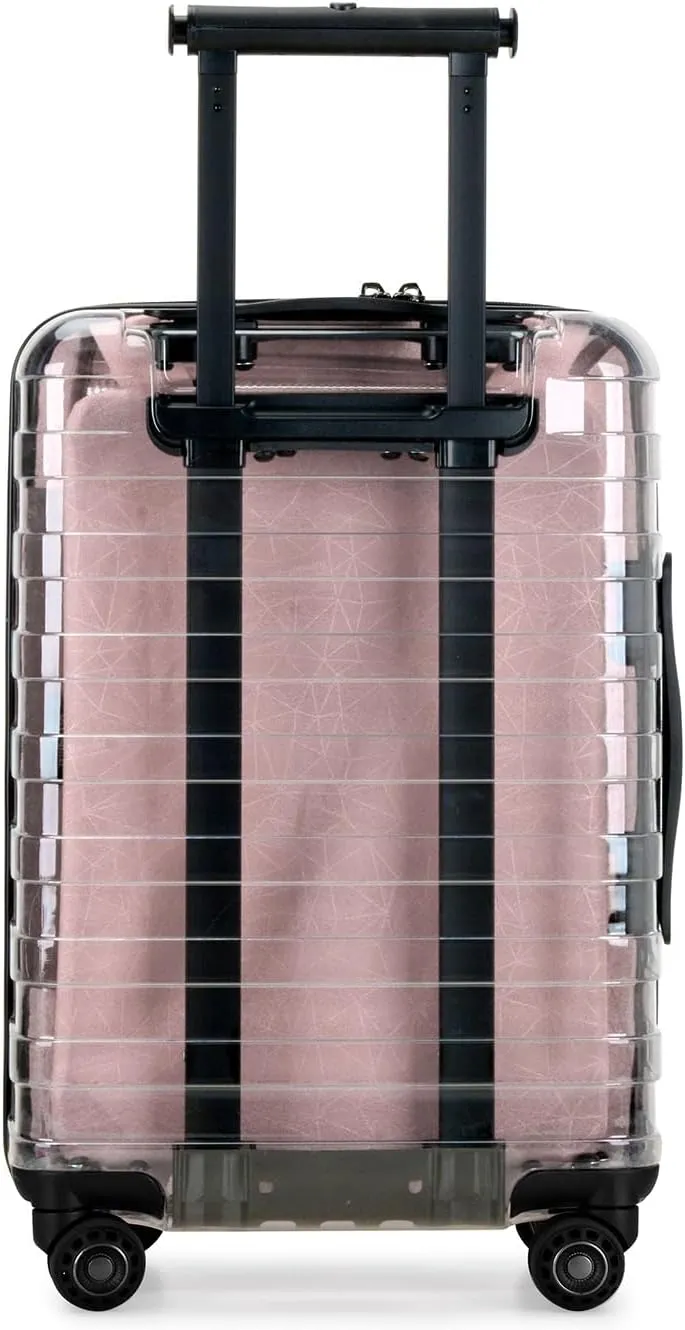 Traveler's Choice Transparent Hardside Spinner Luggage, Pink, Carry-On 22-Inch