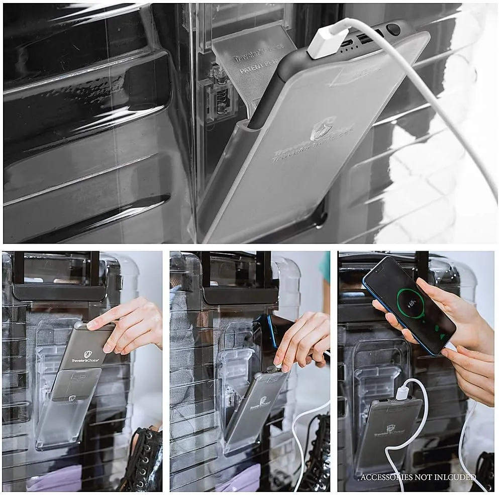 Traveler's Choice Transparent Hardside Spinner Luggage, Power Bank, Carry-On 22-Inch