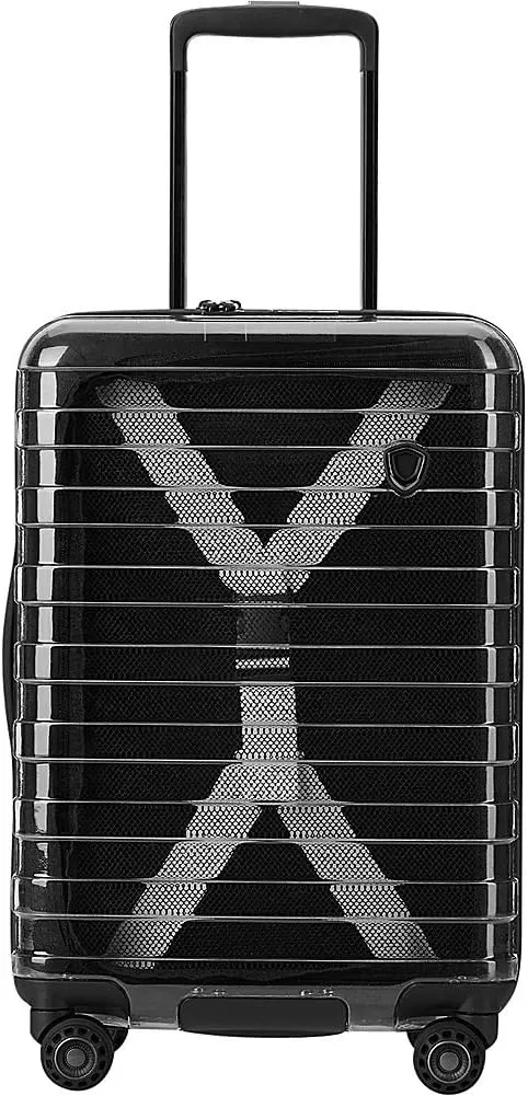 Traveler's Choice Transparent Hardside Spinner Luggage, Power Bank, Carry-On 22-Inch