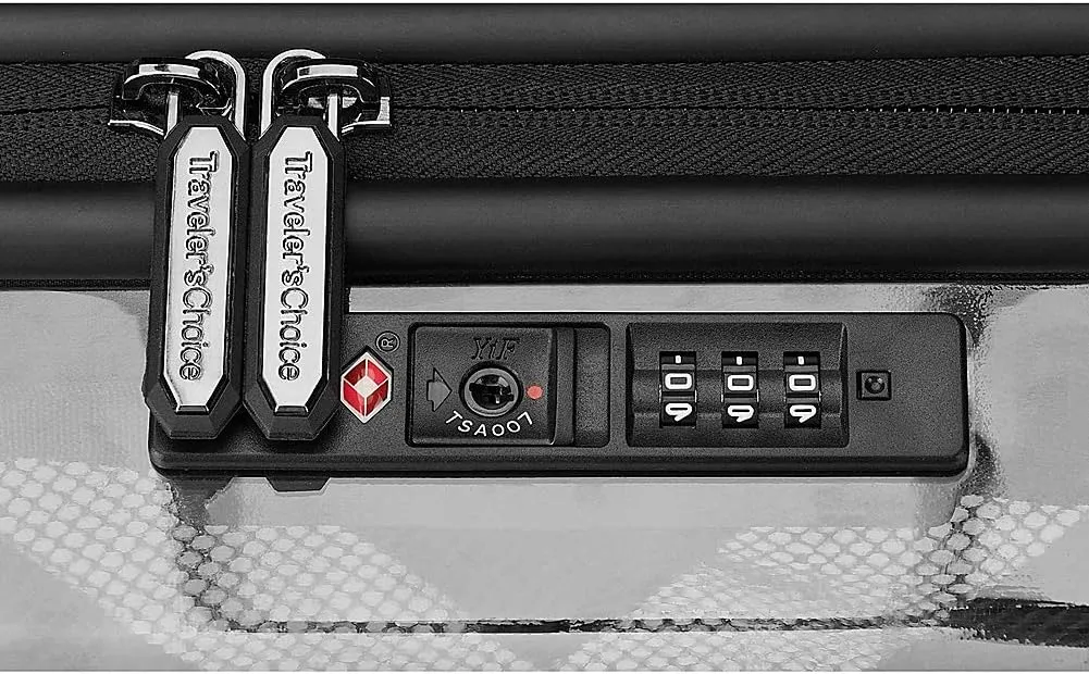Traveler's Choice Transparent Hardside Spinner Luggage, Power Bank, Carry-On 22-Inch