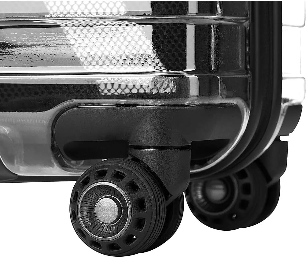 Traveler's Choice Transparent Hardside Spinner Luggage, Power Bank, Carry-On 22-Inch