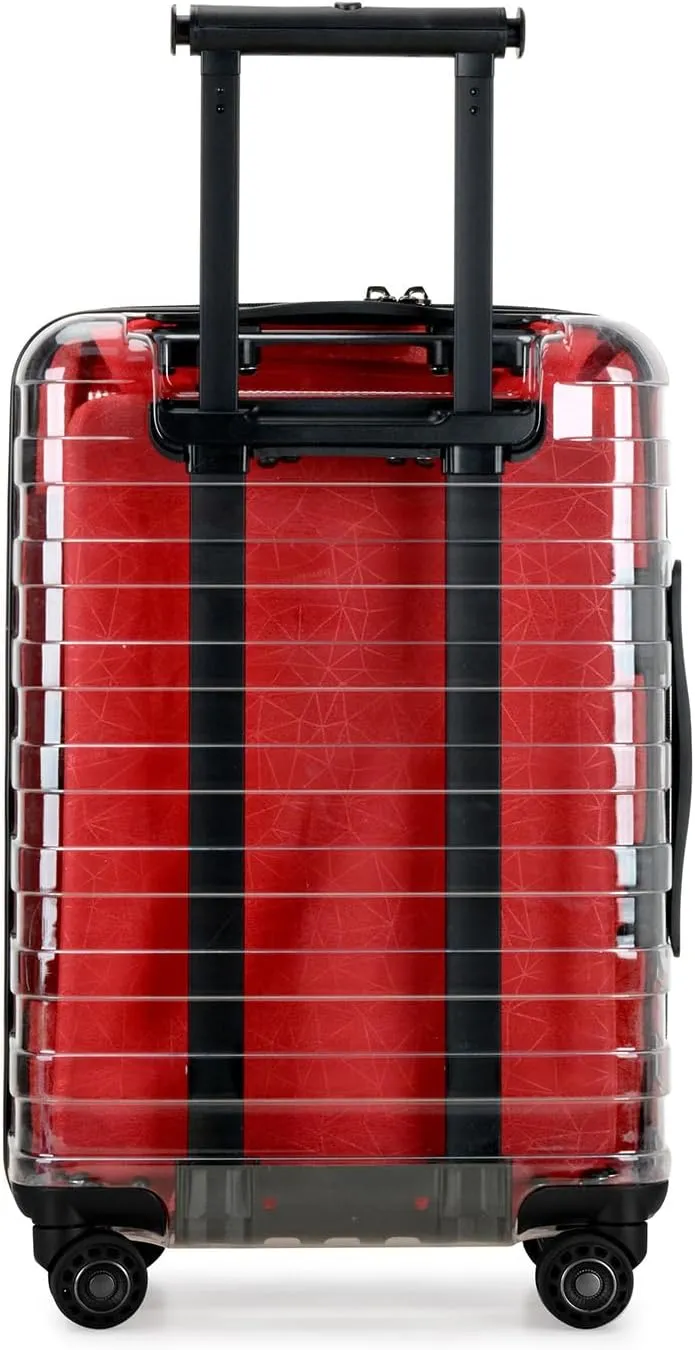 Traveler's Choice Transparent Hardside Spinner Luggage, Red, Carry-On 22-Inch