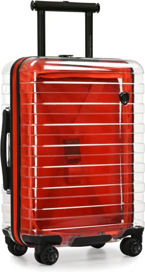 Traveler's Choice Transparent Hardside Spinner Luggage, Red, Carry-On 22-Inch