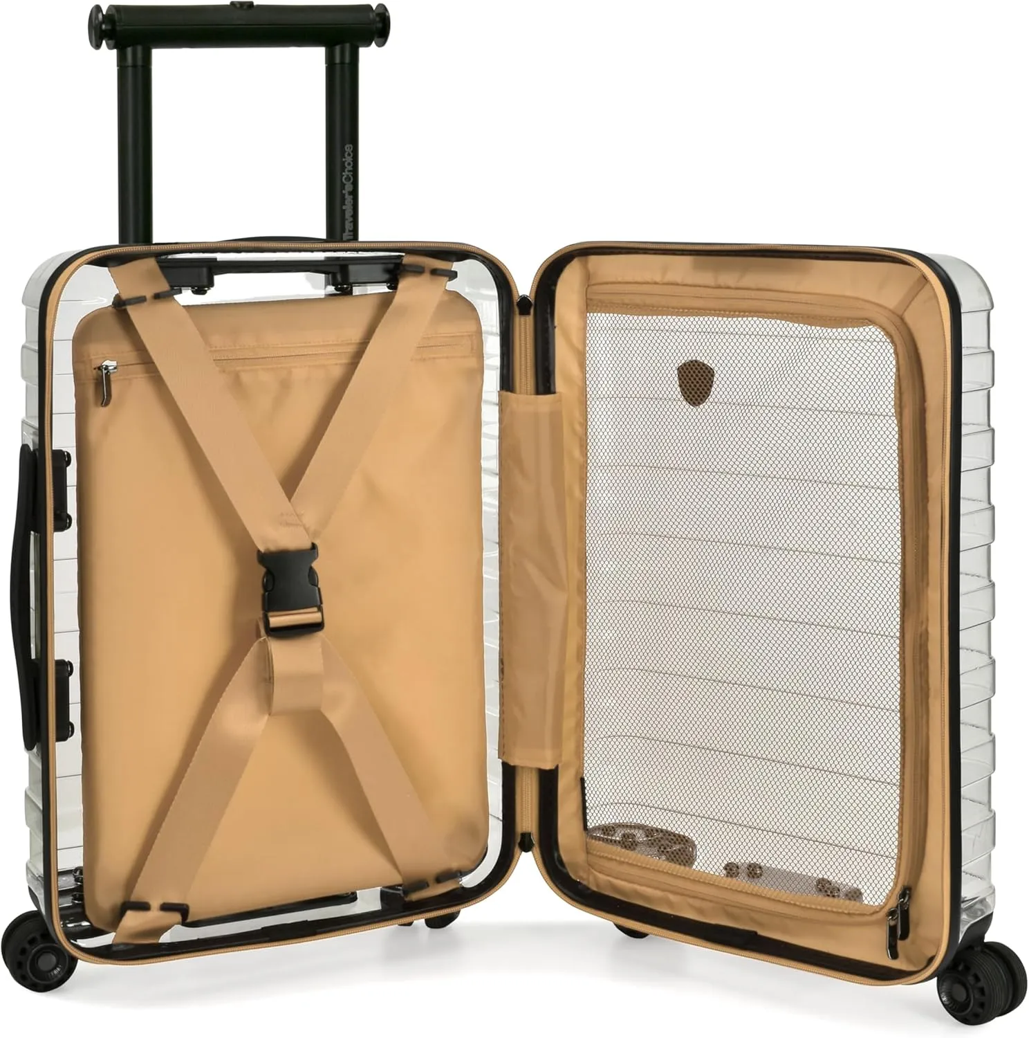 Traveler's Choice Transparent Hardside Spinner Luggage, Tan, Carry-On 22-Inch