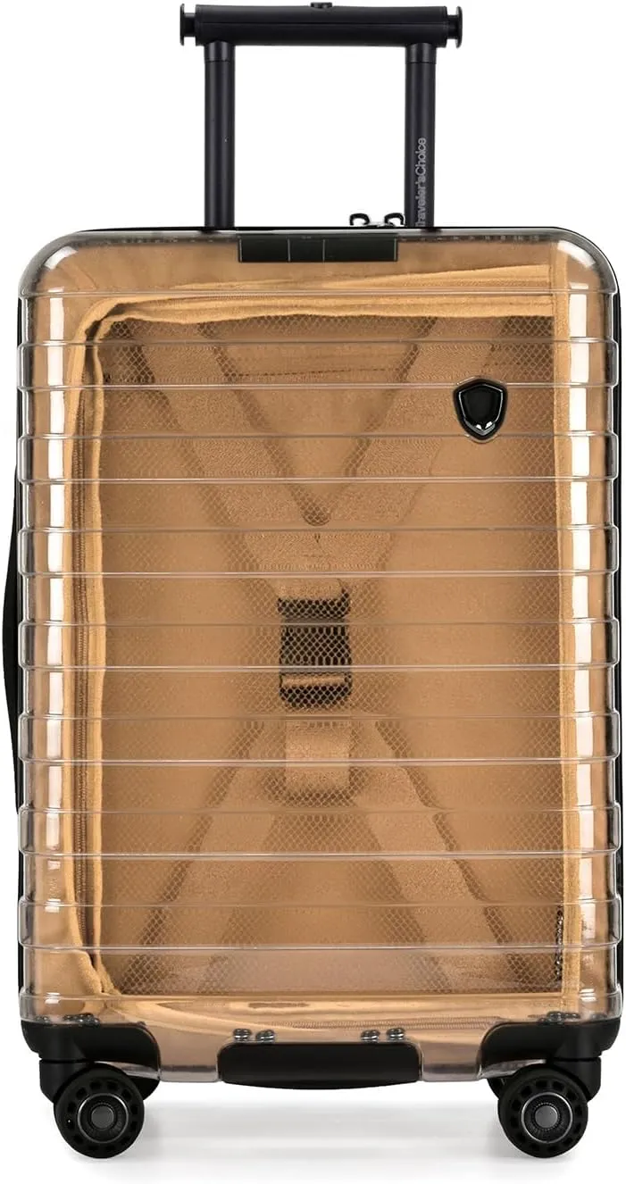 Traveler's Choice Transparent Hardside Spinner Luggage, Tan, Carry-On 22-Inch