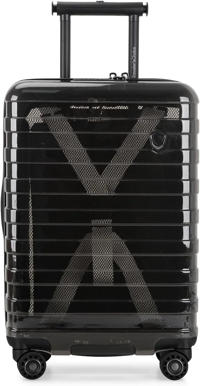Traveler's Choice Transparent Hardside Spinner Luggage, Translucent, Carry-On 22-Inch