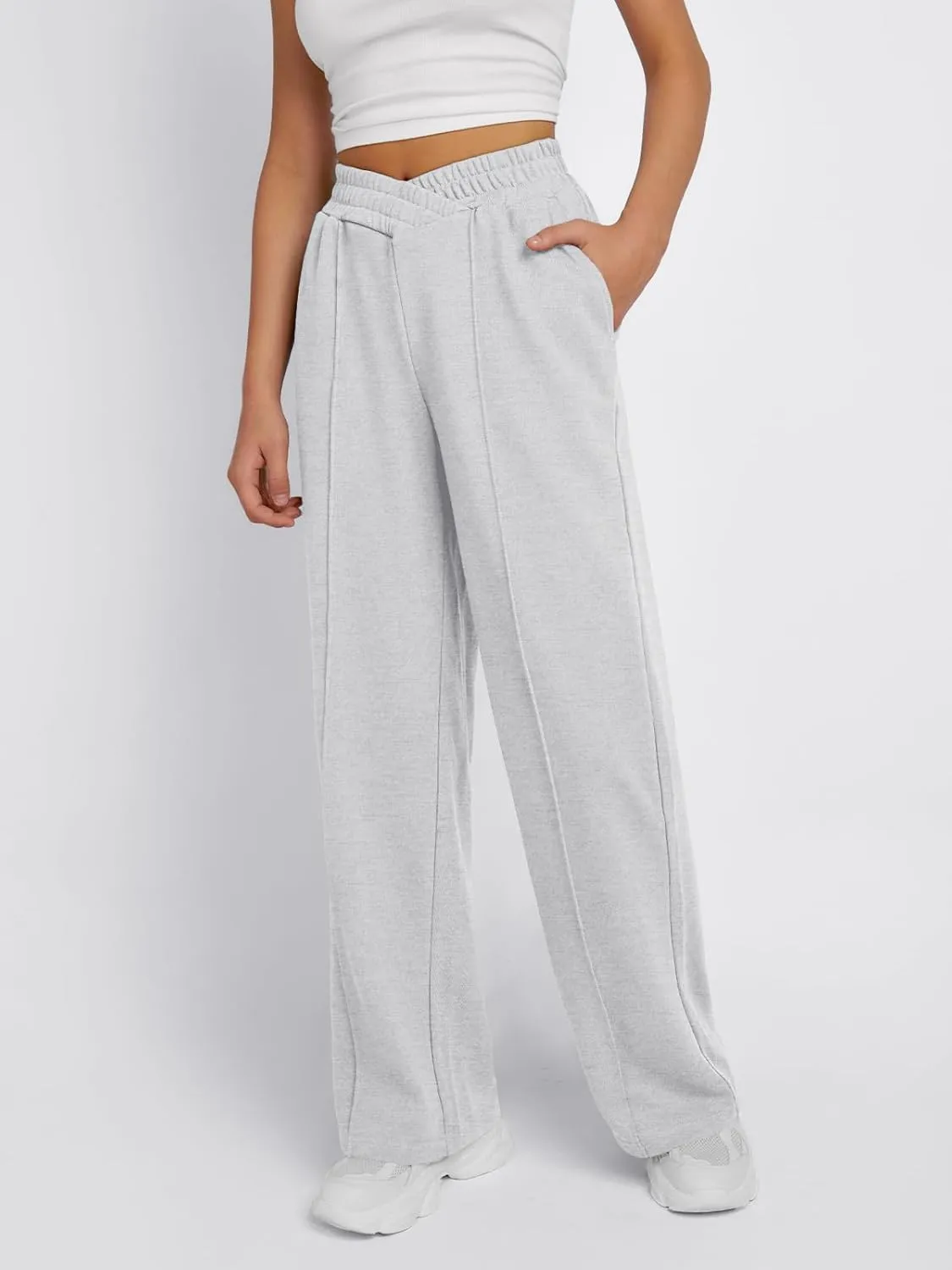 Trendy Queen Wide Leg Sweatpants Women Fashion High Waisted Baggy Flared Pants Athletic Joggers with Pockets 2025